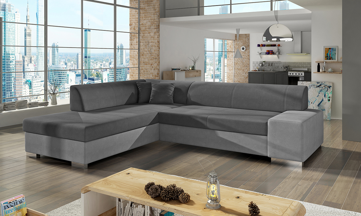 NABBI Pinero L rohová sedačka s rozkladom a úložným priestorom sivá (Soro 93) / svetlosivá (Soro 83) NABBI Pinero L rohová sedačka s rozkladom a úložným priestorom sivá (Soro 93) / svetlosivá (Soro 83)