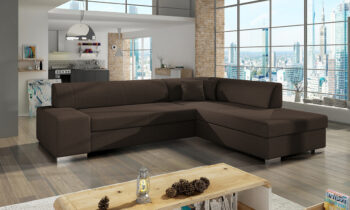 NABBI Pinero P rohová sedačka s rozkladom a úložným priestorom tmavohnedá