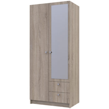 NABBI Rivalda dvojdverová šatníková skriňa so zrkadlom dub sonoma