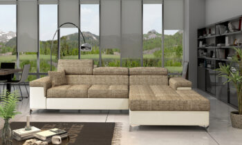 NABBI Rosino P rohová sedačka s rozkladom a úložným priestorom cappuccino / béžová