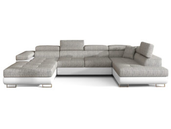 NABBI Rossano U P rohová sedačka u s rozkladom sivá (Berlin 01) / biela (Soft 17)