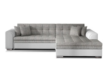 NABBI Salerno P rohová sedačka s rozkladom sivá (Berlin 01) / biela (Soft 17)