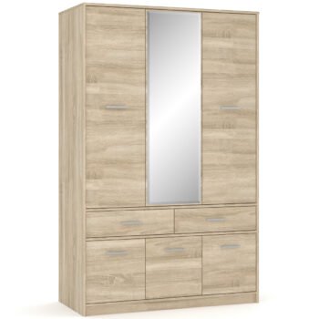 NABBI Tavir W-6D2DRWS šesťdverová šatníková skriňa so zásuvkami dub sonoma