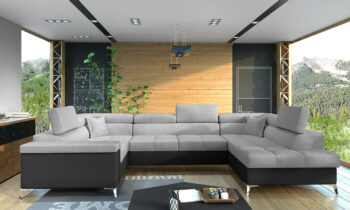 NABBI Torres U L rohová sedačka u s rozkladom a úložným priestorom svetlosivá / čierna