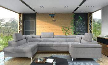 NABBI Torres U P rohová sedačka u s rozkladom a úložným priestorom svetlosivá (Monolith 84)