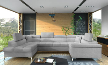 NABBI Torres U P rohová sedačka u s rozkladom a úložným priestorom svetlosivá (Sawana 21)