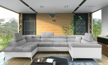 NABBI Torres U P rohová sedačka u s rozkladom a úložným priestorom svetlosivá / biela