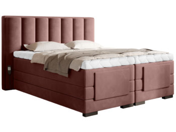 NABBI Vajana 160 elektrická polohovacia manželská posteľ tmavoružová
