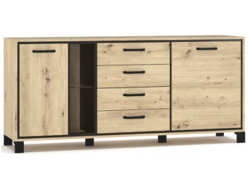 NABBI Vinap CH-2D4DRWRS dvojdverová komoda so zásuvkami dub artisan / wenge tmavá