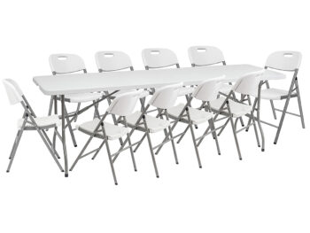 NABBI Vivas 1+10 cateringový skladací set 244x75 cm sivá / biela