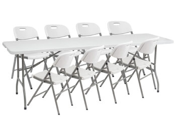 NABBI Vivas 1+8 cateringový skladací set 244x75 cm sivá / biela