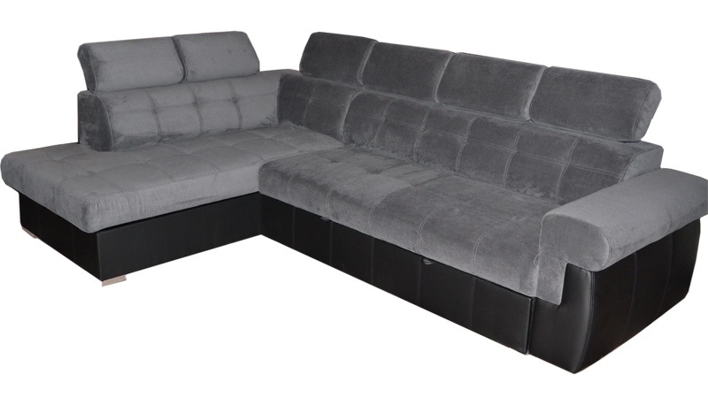 PYKA Atlanta L rohová sedačka s rozkladom a úložným priestorom sivá / čierna PYKA Atlanta L rohová sedačka s rozkladom a úložným priestorom sivá / čierna