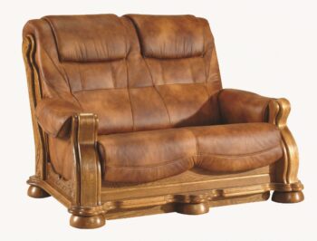 PYKA Cezar II kožená dvojsedačka drevo D3 / svetlohnedá (S45)