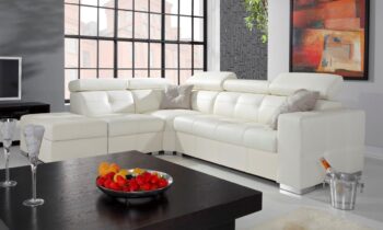 PYKA Etna II L kožená rohová sedačka biela (White snow)