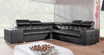 PYKA Etna II L kožená rohová sedačka s barom čierna (S16)