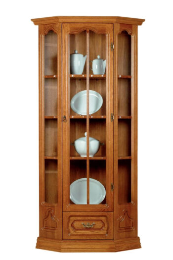 PYKA Kinga rustikálna rohová vitrína drevo D3