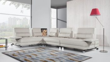 PYKA Mediolan L kožená rohová sedačka svetlosivá (G180)