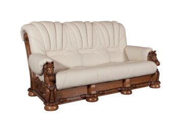 PYKA Mustang kožená trojsedačka drevo D3 / smotanová (G105)