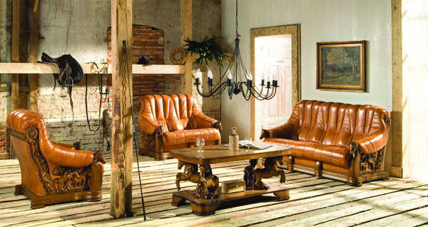 PYKA Oskar kožená sedacia súprava drevo D3 / svetlohnedá (DTS50) PYKA Oskar kožená sedacia súprava drevo D3 / svetlohnedá (DTS50)