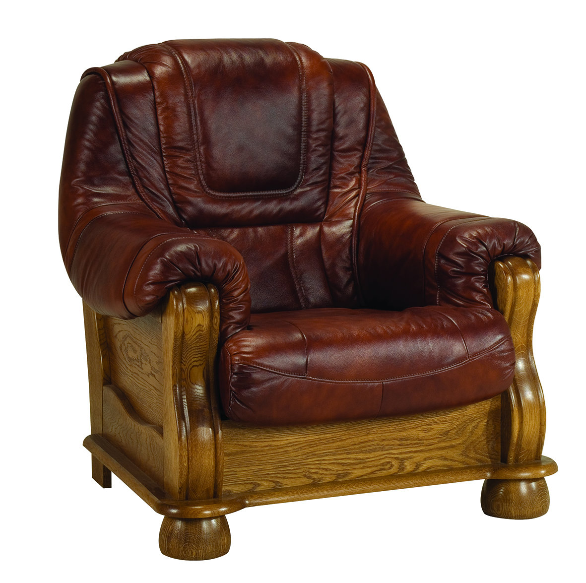 PYKA Roma kožené kreslo drevo D3 / hnedá (S42) PYKA Roma kožené kreslo drevo D3 / hnedá (S42)