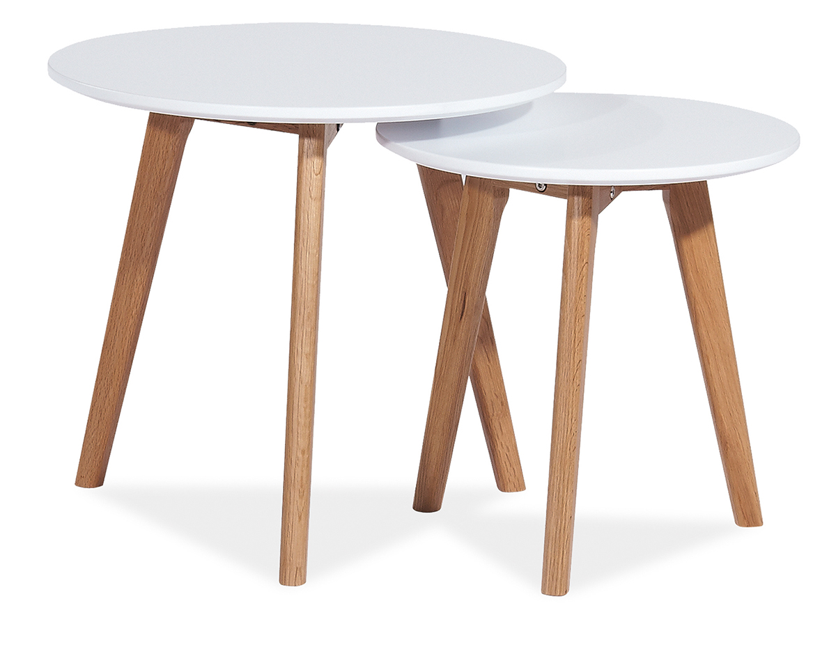 SIGNAL Milan S2 okrúhly konferenčný stolík (2 ks) biela / dub SIGNAL Milan S2 okrúhly konferenčný stolík (2 ks) biela / dub