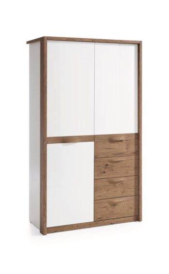 TARANKO Como CM-2D šatníková skriňa biely vysoký lesk / dub Como