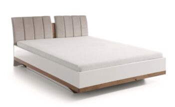 TARANKO Como CM-3 140 posteľový rám biely vysoký lesk / dub Como / béžovosivá