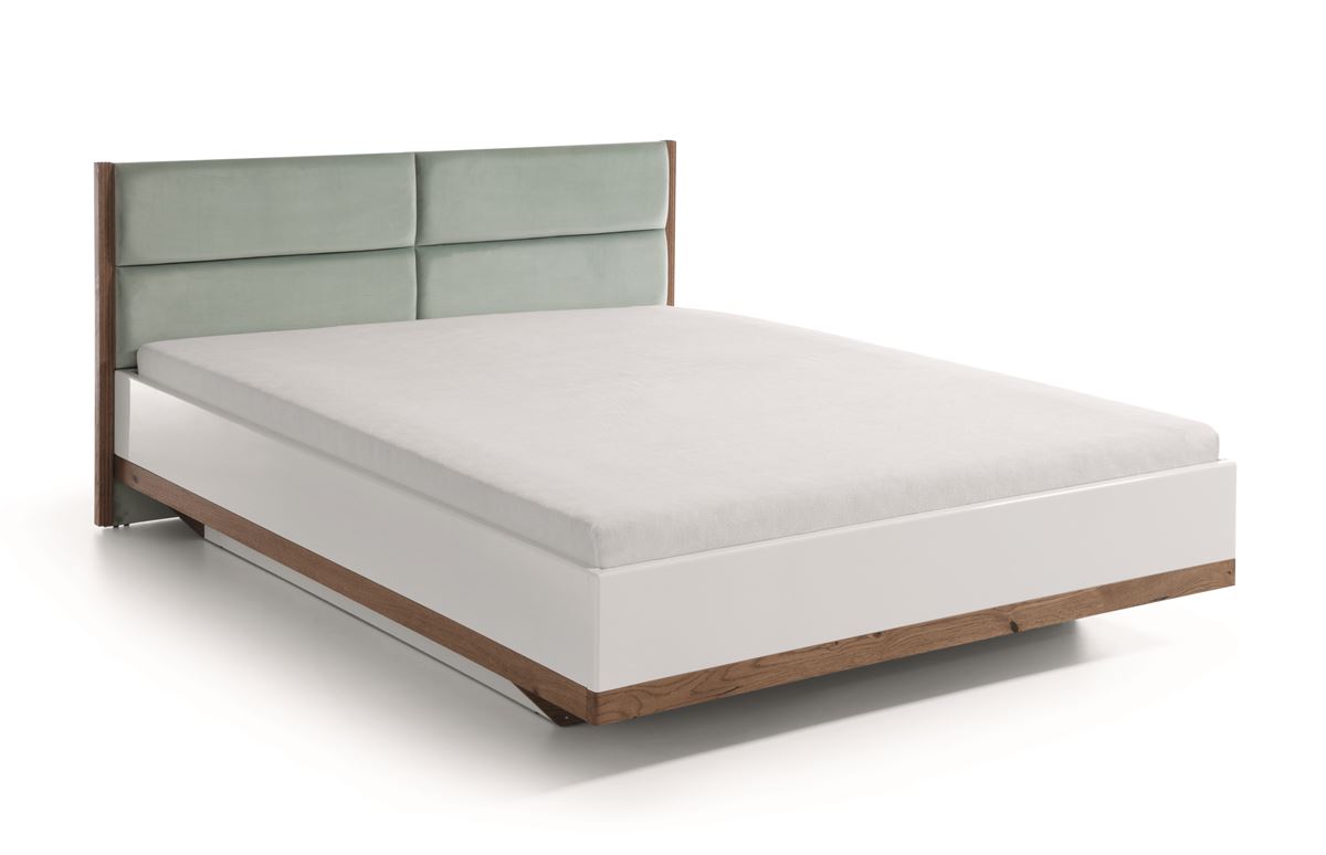TARANKO Como CM-4 140 posteľový rám s osvetlením biely vysoký lesk / dub Como / svetlozelená TARANKO Como CM-4 140 posteľový rám s osvetlením biely vysoký lesk / dub Como / svetlozelená