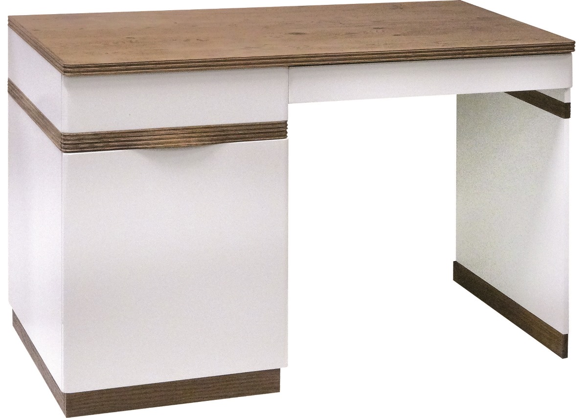 TARANKO Como CM L pc stôl biely vysoký lesk / dub Como TARANKO Como CM L pc stôl biely vysoký lesk / dub Como