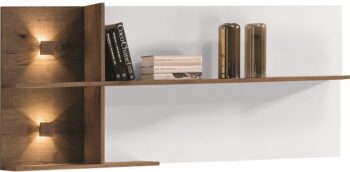 TARANKO Como CM L polica s osvetlením biely vysoký lesk / dub Como