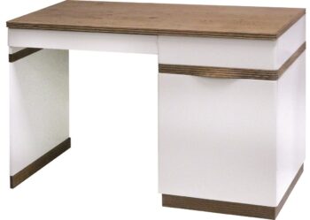 TARANKO Como CM P pc stôl biely vysoký lesk / dub Como