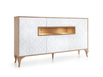 TARANKO Diament DI-K3 komoda s osvetlením biela / dub Diament