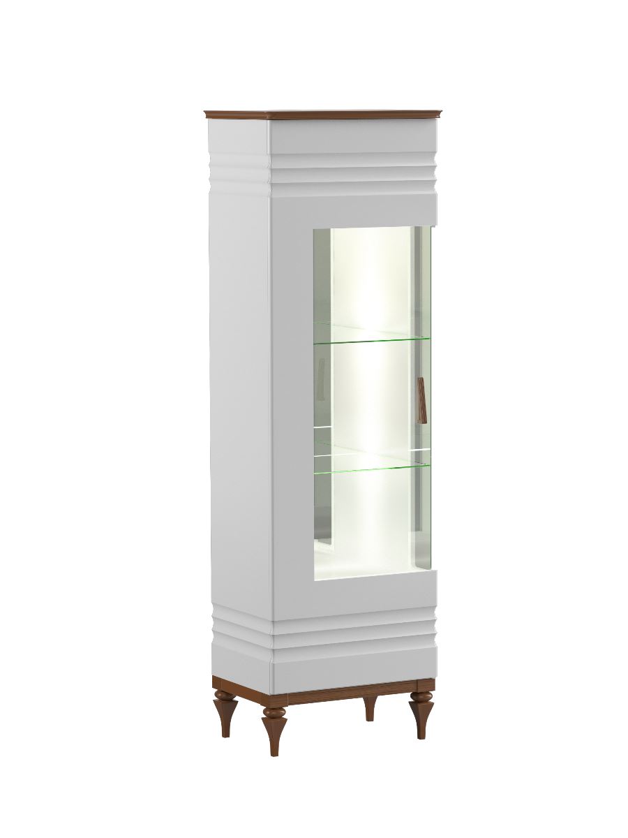 TARANKO Torino TO-W1/2 L/P vitrína s osvetlením biely vysoký lesk / dub Torino TARANKO Torino TO-W1/2 L/P vitrína s osvetlením biely vysoký lesk / dub Torino