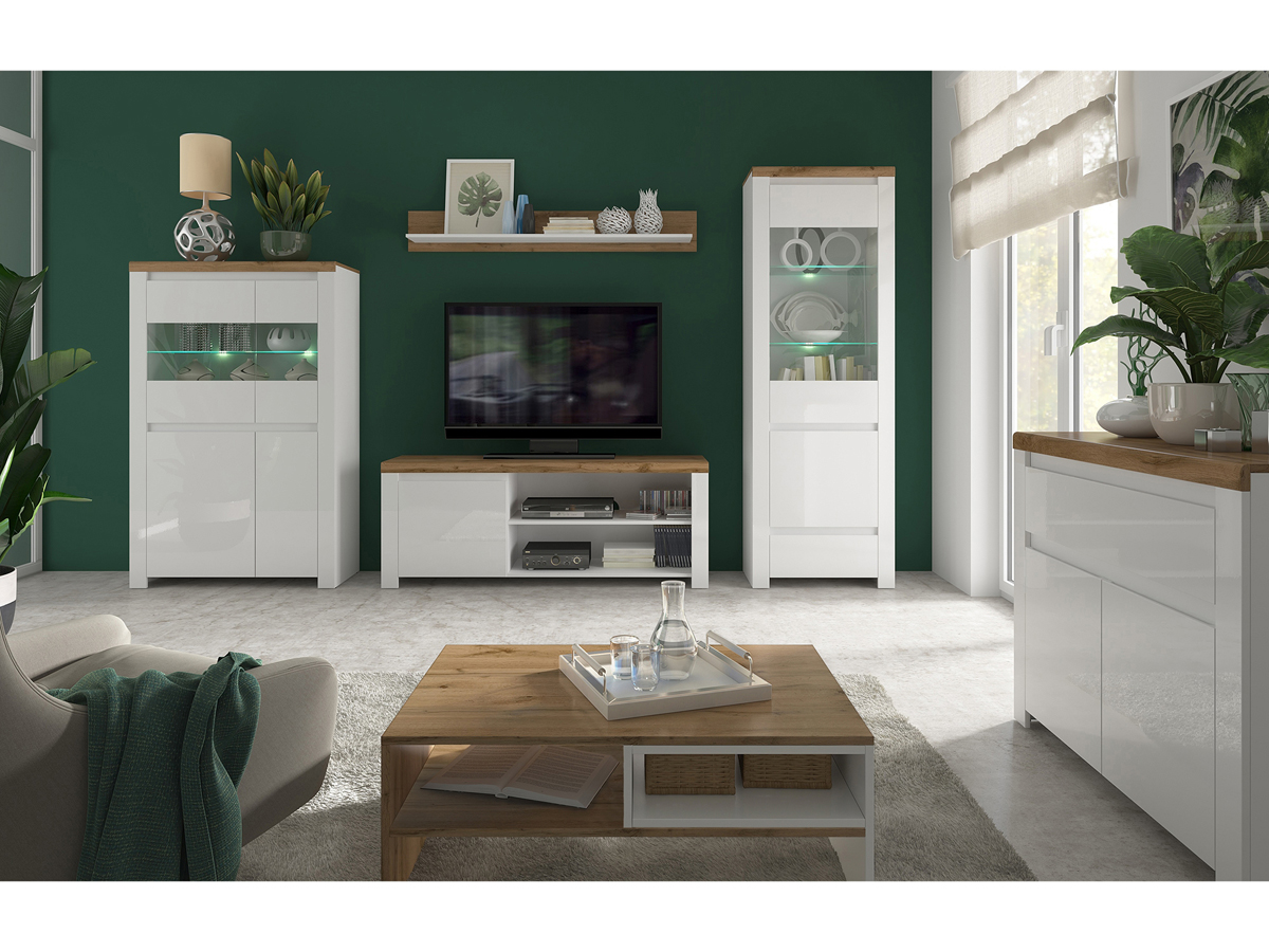Vilgo obývacia izba biely lesk / dub wotan Vilgo obývacia izba biely lesk / dub wotan