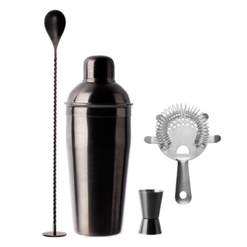 Barmanský set 4 ks PVD čierny – Basic Bar - 593783