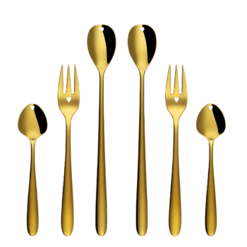 Darčekový set so srdiečkom 6 ks zlatý — Love Cutlery - 116440