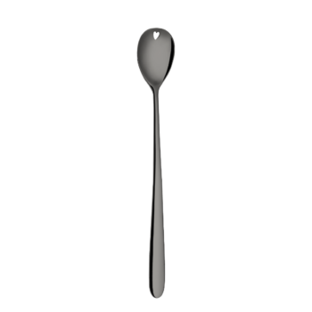 Latte lyžička so srdiečkom PVD sivá - Love Cutlery - 116624