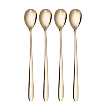 Latté lyžičky so srdiečkom champagne 4 ks set – Love Cutlery - 116628