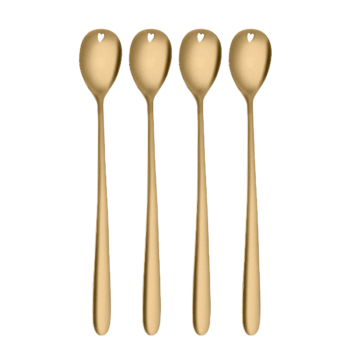 Latté lyžičky so srdiečkom zlaté 4 ks set – Love Cutlery - 116626