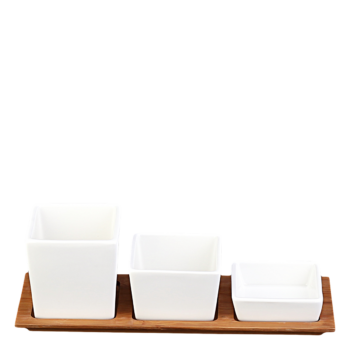 Sada servírovacích misiek na bambusovom podnose (4 ks) - Basic - 451357