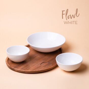 Set Flowl – Misky Gaya Atelier biele + Podnos Triangle Agát - 453114