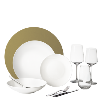 Štartovací set riadu 60 ks – Premium Platinum Line gold - W0182