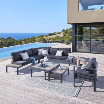 DEOKORK Hliníková zostava NEW YORK pre 6 osôb (antracit) vzorový kus