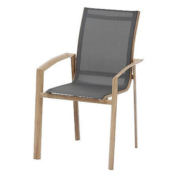 DEOKORK Hliníkové kreslo s textíliou NOVARA (antracit/dekor dreva)