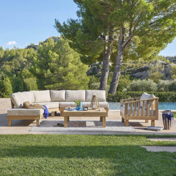 DEOKORK Luxusná rohová zostava z akácie OHIO pre 6 osôb