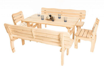 DEOKORK Masívne záhradná zostava z borovice VIKING 1+2+2 (40 mm) - rôzne dĺžky 150 cm