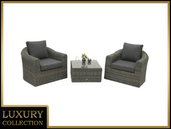 DEOKORK Ratanová modulová zostava BORNEO LUXURY pre 2 osoby (sivá)