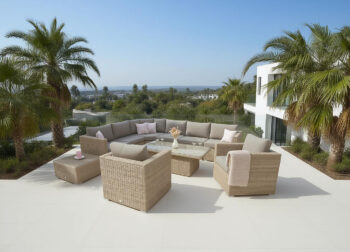 DEOKORK Ratanová variabilná zostava MALIBU pre 8 osôb (cappuccino)