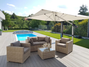 DEOKORK Ratanová variabilná zostava SEVILLA 1+2+1 pre 4 osoby (béžová)