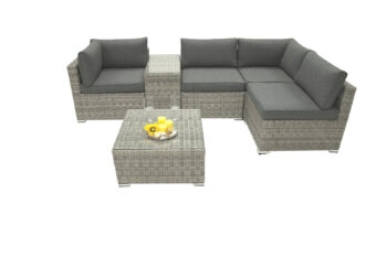 DEOKORK Ratanová variabilná zostava SEVILLA pre 4 osoby (sivá)
